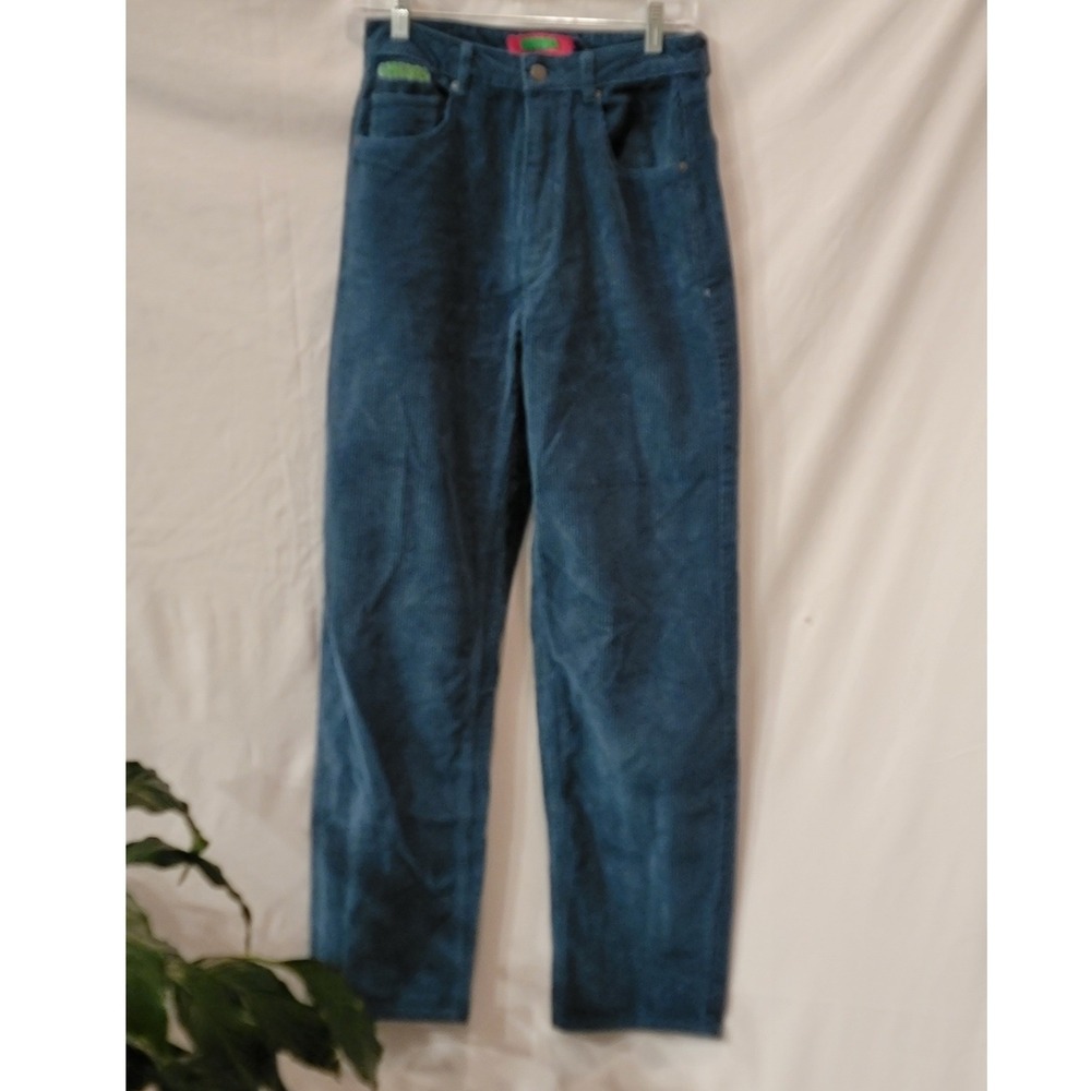 Empyre Corduroy Pants Teal Blue High Waisted Straight Leg Skate Pants Size 6